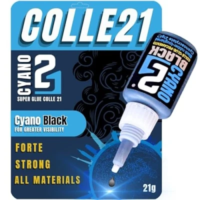 Immagine di Super colla ciano Nera Colle21, flacone di 21gr, Glue Cianoacrilato Nera, per moddellismo, bricolage.