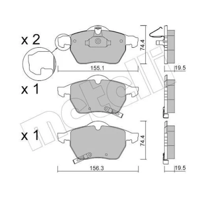 Immagine di METELLI 22 0118 2 Kit pastiglie freno con segnalatore acustico usura OPEL: Zafira A, Astra G Caravan, CC, SAAB: 9 5 Station Wagon