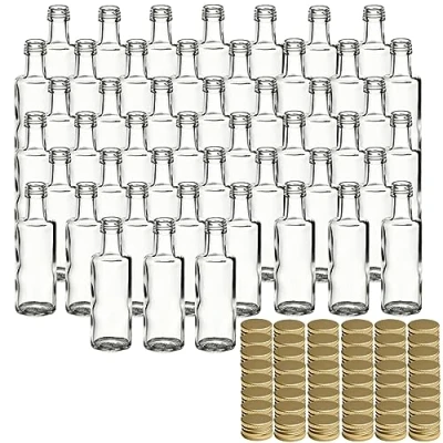 Immagine di gouveo Dorica Set di 48 bottiglie vetro da 40 ml, con tappo a vite, colore oro, mini bottiglia 0,04 l, per liquori, olio o fai te