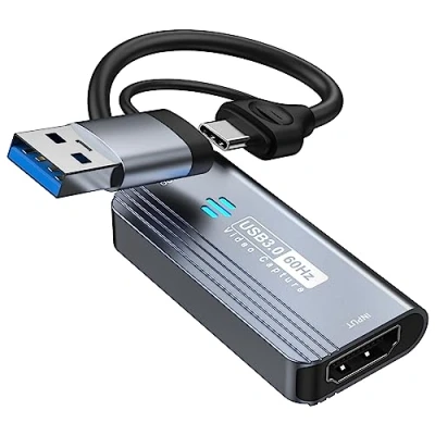 Immagine di scheda acquisizione video Papeaso, di da HDMI 4K a USB/USB C 3.0, 1080P 60FPS, per streaming, insegnamento, giochi, videoconferenze o trasmissione in diretta