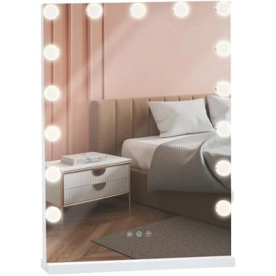 Immagine di CLP Specchio Trucco con Luci A LED Murrieta I Specchiera Luminosa Bagno per Make Up Forma Rettangolare USB, Colore:Bianco
