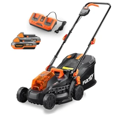 Immagine di Tagliaerba Tosaerba a batteria 2x20V (40V) FUXTEC FX E1RM20 SET con 2 batterie e caricatore larghezza di taglio 33cm /sacco raccoglierba 35L