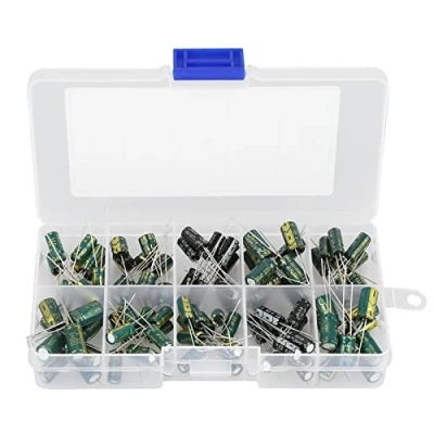 Immagine di Kit assortimento di condensatori elettrolitici, 100 pezzi 10 valori 10V 63V 10uf 470uf condensatore alta qualità per la realizzazione circuiti