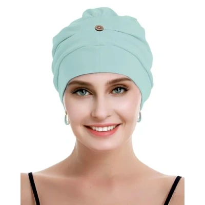 Immagine di osvyo copricapo da donna in cotone chemo con cancro e perdita di capelli, cappello cotone, leggero, confezione sigillata, LUCE PISTACHIO, Taglia unica