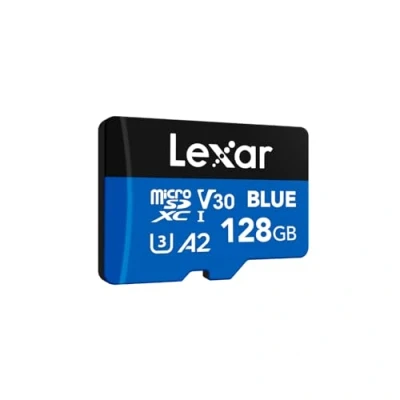 Immagine di Lexar Blue scheda Micro SD 128GB, fino a 160 MB/s in lettura, microSDXC UHS I, C10, U3, V30, A2, video Full HD e 4K, di memoria ad alta velocità per smartphone/tablet/action camera