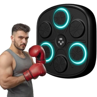 Immagine di UOEONR Macchina da boxe musicale, Music Boxing Machine Adulto con Guanti, 9 Modalità di Velocità, Conteggio Intelligente, Display Digitale, Musicboxing Bluetooth per Bambini e Adulti (nero)