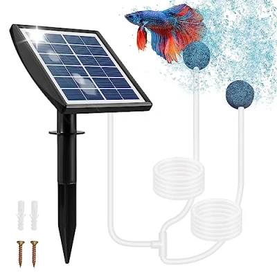 Immagine di Weinsamkeit Aeratore Laghetto Solare, Ossigeno Solare per con Batteria 2200mAh, Ossigenatore Tubo di e 2 Pietra della Bolla, Laghetti, Acquari