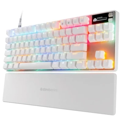 Immagine di SteelSeries Apex Pro TKL Gen 3 Tastiera Meccanica Gaming HyperMagnetic OmniPoint 3.0 switch Attuazione regolabile Innesco rapido Tocco rapido/SOCD OLED RGB USB C US QWERTY Bianco