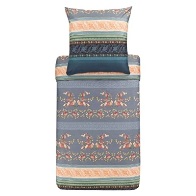 Immagine di Bassetti Orosei 9323455 G1 Set di biancheria da letto in raso cotone makò, 2 pezzi, con chiusura lampo, 200 x cm, 80 colore: Grigio