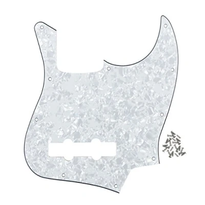 Immagine di FLEOR Battipenna per basso jazz a 10 fori Piastra antigraffio 4 STi senza tacca truss rod modello standard corde, bianco perla