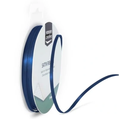Immagine di Iris Ohyama Ribbon Lyon Wired Nastro di Raso, Seta, Blu (Scuro), 3 mm x 10 m