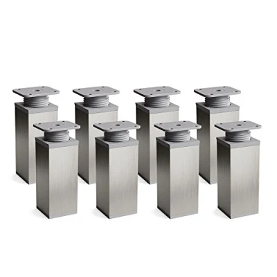 Immagine di sossai® Gambe per mobili MFV1 set di 8 regolabili in altezza Altezza: 80 mm (+20mm) Design: grigio inox Forma angolare: 40 x Viti inclusi