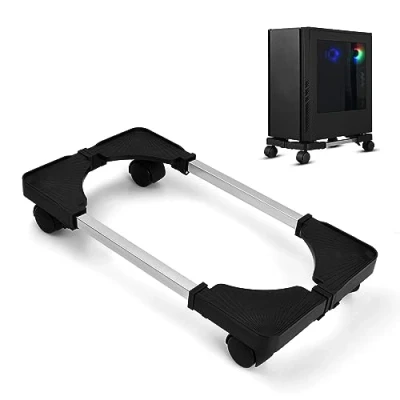 Immagine di Wisebom CPU Holder Cart, Supporto per PC Torre Computer con 4 Ruote, Regolabile Desktop Adatto alla Maggior Parte dei Nero
