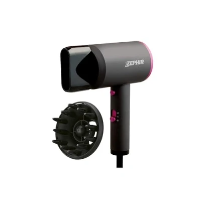Immagine di Zephir, Asciugacapelli, Phon Capelli Potenza 2000W, 2 velocità, Concentratore e Diffusore inclusi, Occhiello di aggancio