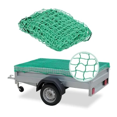 Immagine di Relaxdays Rete Elastica per Rimorchio, fino a 2x3m, Portapacchi Fermacarico Cassone Furgone, Copertura Camion, Verde