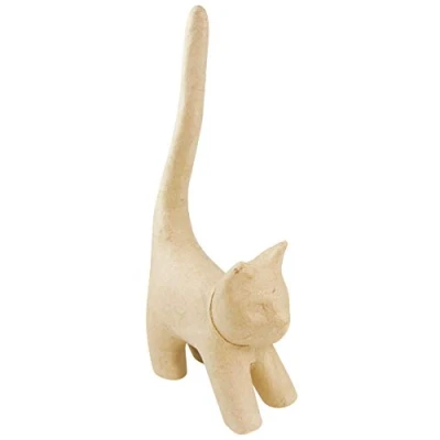 Immagine di Decopatch SA112O 1 supporto in cartapesta marrone 13.5x7x32 cm, Gatto naïf con coda lunga