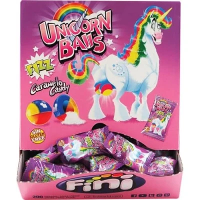 Immagine di FINI Unicorn Ball Fizz Liquido Riempito Bubblegum Retro Dolci &amp; Candy (200)
