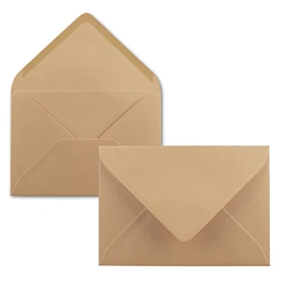Immagine di 75x Buste B6 17,5 x 12,5 cm marrone caramello colla umida con lembo a punta 120 g/m² per matrimoni, biglietti d&#039;auguri, inviti