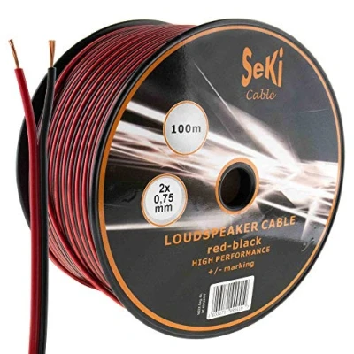 Immagine di Cavo per altoparlante, 2 x 0,75 mm², 100 m, colore: rosso/nero, CCA
