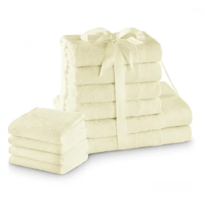 Immagine di AmeliaHome Set di asciugamani Ecru 4 per ospiti 30 x 50 cm 100 e 2 teli doccia 70 140 100% cotone alta qualità, assorbenti, crema Amari