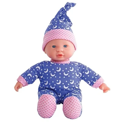 Immagine di Simba Laura 105010010 bambola a forma di stella piccola in dolce pagliaccetto e berretto con lune stelle luminose, 20 cm, Glow The Dark, per bambini partire dai 12 mesi, blu