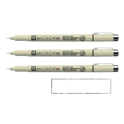 Immagine di Pigma MICRON Sakura 02 nero. 3 pezzi e 1 carta