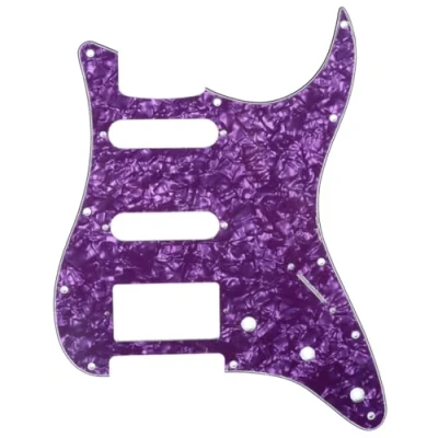 Immagine di Musiclily SSH 11 Fori Strat Battipenna Chitarra Pickguard per Fender USA/Messico Stratocaster Standard Stile Moderno,4 strati Purple Pearl