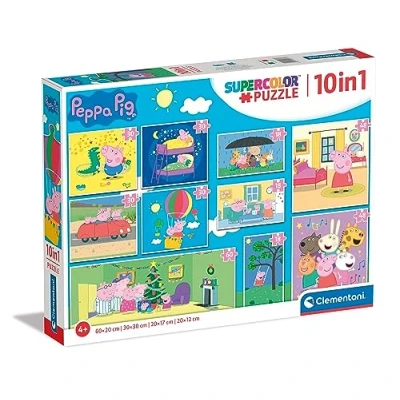 Immagine di Clementoni 60pzs Does not apply Supercolor Peppa Pig 10 Immagini Diverse (3 18, 30, 2 48 e 1 60 Pezzi), Puzzle Bambini 4 Anni, Made In Italy, Multicolore, Medium, 20271
