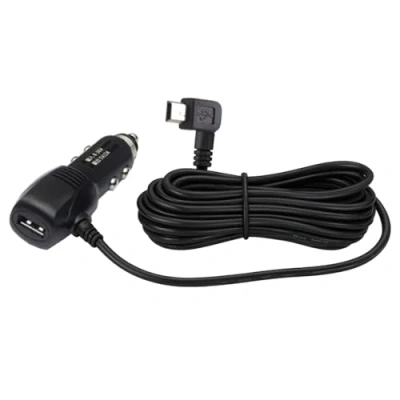 Immagine di G66C Mini USB Caricabatteria da auto ad angolo verso destra con cavo 3,5 m per dispositivi di navigazione, adattatore + 5 pin