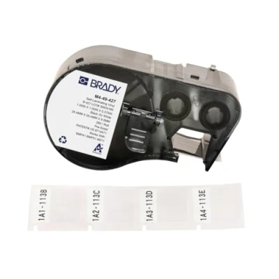 Immagine di Brady Etichette in Vinile autolaminante per Stampante BMP41/BMP51/BMP53/M511 260 Industriali Adesive Nero su bianco, trasparente (25,40 mm (L) x 25,40 (A)) M4 49 427