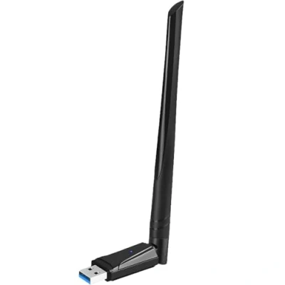 Immagine di USB WiFi Dongle 1300Mbps, Adattatore 802.11 AC Dual Band 5GHz/2.4GHz Fast 3.0 ad alto guadagno 5dBi Antenna Network Wireless per PC Desktop Laptop Supporta Windows Mac e Linux