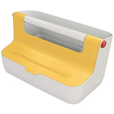 Immagine di Leitz Cassetta portaoggetti con maniglia, Gamma Cosy, per la Casa, l&#039;Ufficio o l&#039;Hot Desking, scomparti l&#039;organizzazione del contenuto, Giallo Caldo, 61250019