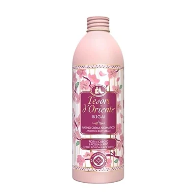 Immagine di Tesori d&#039;Oriente Bagno Crema Ikigai dalle Note Floreali, Bagnoschiuma con Fiori di Ciliegio e Acqua Riso, Dona alla Pelle una Sensazione Puro Benessere, 500ml