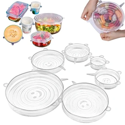 Immagine di 6 pezzi Coperchi Elastici In Silicone Estensibile Riutilizzabili, Tappi per Vari Contenitori,Piatti,Scodelle,Tazza