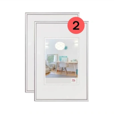 Immagine di walther design New Lifestyle Cornice portafoto, confezione da 2 pezzi, 18 x 24 cm, colore: argento