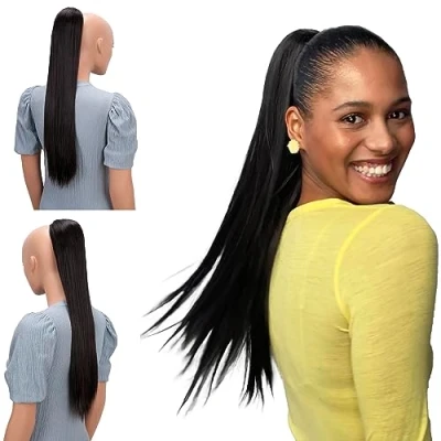 Immagine di CAISHA 65cm Lunga Coda die Cavallo Kim Extensions Per I Capelli Con Coulisse Parrucche Donna Liscio Marrone Scuro PH602