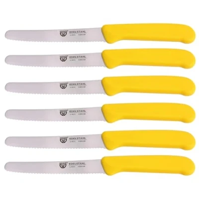 Immagine di GRÄWE Coltelli da Tavola in Acciaio Inox, Set 6, di per Pane 6 Pezzi, Pane, Colazione con Lama Seghettata, 21 cm Giallo