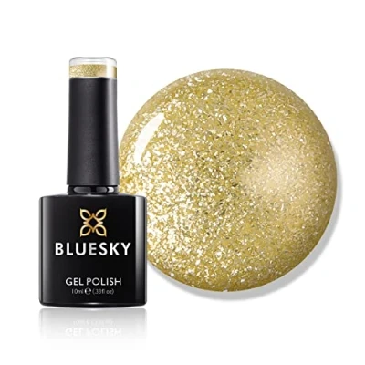 Immagine di BLUESKY Smalto Per Unghie Gel, Imperial Topaz, Platinum01, Bagliore, Luccichio, Oro (Per Lampade Uv E Led) 10 Ml