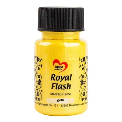 Immagine di ideen mit herz Colore acrilico metallico Royal Flash con riflessi metallici e particelle glitterati fini Vernice brillante metallizzata per gagliette 50 ml (giallo)