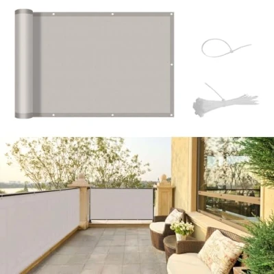 Immagine di SUNNY GUARD Frangivista per Balcone 80x600cm Protezione della Privacy Frangivento in PES,Impermeabile,Anti UV con Fascette,Taupe