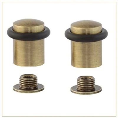 Immagine di EVI Herrajes Pack con 2 Fermaporte 27 x 29 mm Base filettata Gomma Nera di Silicone Naturale Ottone Finitura Pelle Invecchiata Compresi Vite + Tassello Fissaggio Mod. I 138CBCU