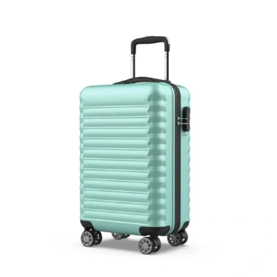 Immagine di NUMADA Trolley Bagaglio a Mano Upfly 20&#039; ABS (53x33,5x22cm) con chiusura combinazione e 4 ruote doppie 360. Valigia da cabina rigida resistente leggera interni scomparti Verde