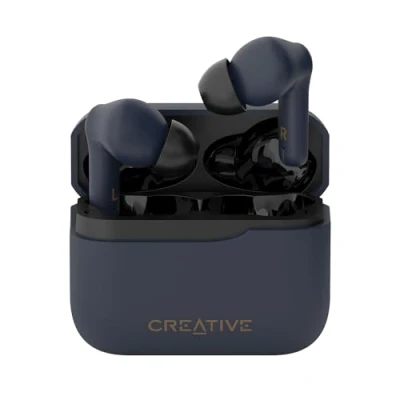 Immagine di CREATIVE Zen Air Plus Auricolari True Wireless leggeri con Bluetooth LE Audio, Cancellazione Attiva Ibrida del Rumore, Modalità Ambiente, fino a 32 ore di riproduzione totale, 6 microfoni (Blu Scuro)
