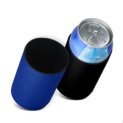 Immagine di kwmobile 2X Cooler Sleeve Raffredda Lattina 6,5 x 10 cm Raffreddalattina in Neoprene Isolante Nero/Blu Cooling Bag Fredda Lattine Birra Cola