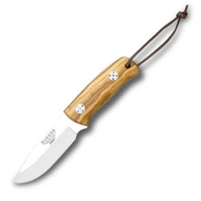 Immagine di joker Coltello da caccia Coniglio, lama in acciaio inox MOVA 8,5 cm, con cache legno d&#039;ulivo, 130 grammi, custodia pelle, CO76 per la pesca, caccia, l&#039;escursionismo, il campeggio