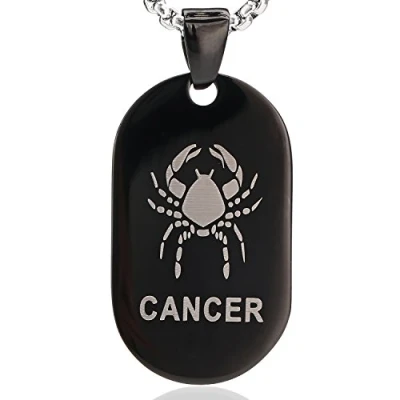 Immagine di DonDon Collana Unisex con Ciondolo Segno zodiale in Acciaio Inox 52 cm Nero Argento e Sacchetto di Velluto Cancro