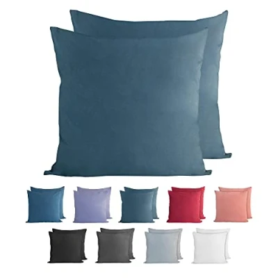 Immagine di Komfortec Set di 2 federe per cuscino, 40 x cm, 100% cotone, super morbide, 150 g/m², colore: petrolio