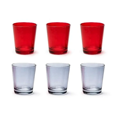 Immagine di Excelsa Portofino Set 6 Bicchieri, Rosso/Grigio, 30 Cl., Vetro Soffiato