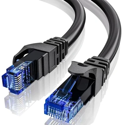 Immagine di Cavo Ethernet 5 metri, Cat 6 LAN 5m Interno 23AWG RJ45 di Rete, Alta Velocità Internet 100/100/1000Mbps 250MHz, UTP CCA Nero Rotondo Gigabit Patch per Router Switch Modem (5 Clips)