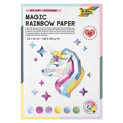 Immagine di folia 12049 Tampone Magic Rainbow Paper, 12 Fogli di Carta Craft Iridescente 24 x 34 cm, 120 e 250 g/m², Multicolore,